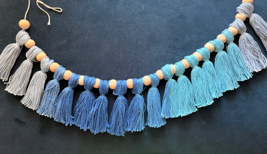 Ombre Blue Tassel Garland