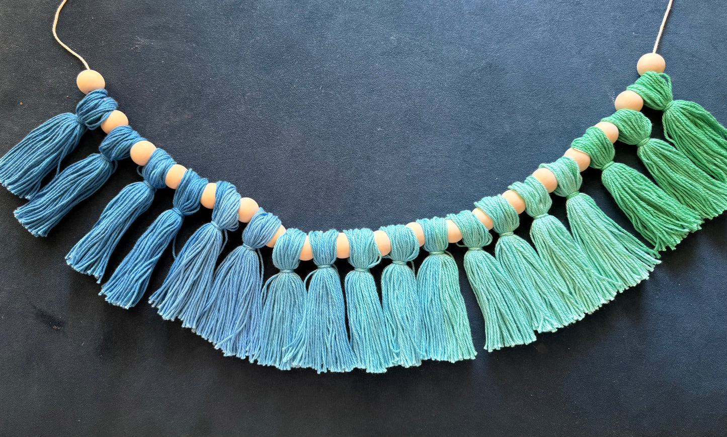 Blues Greens Tassel Garland
