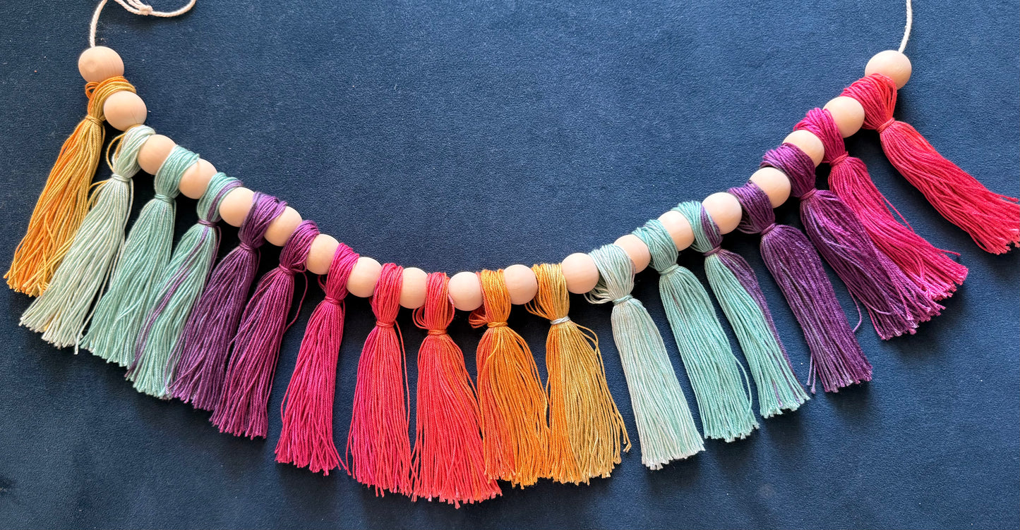 Jewel Tone Rainbow Tassel Garland