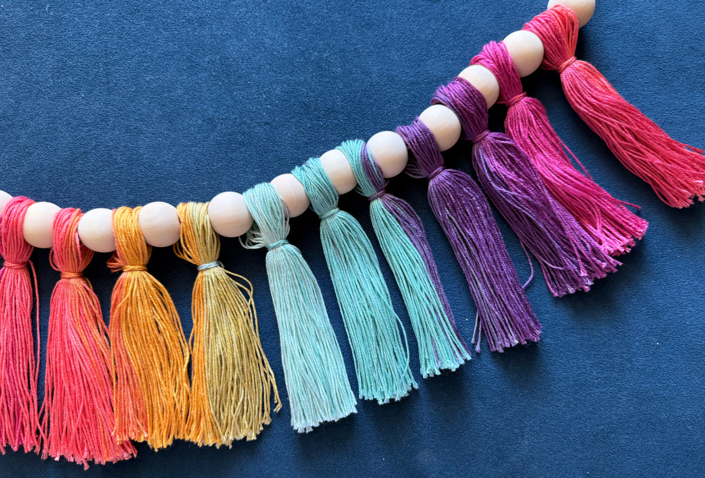 Jewel Tone Rainbow Tassel Garland