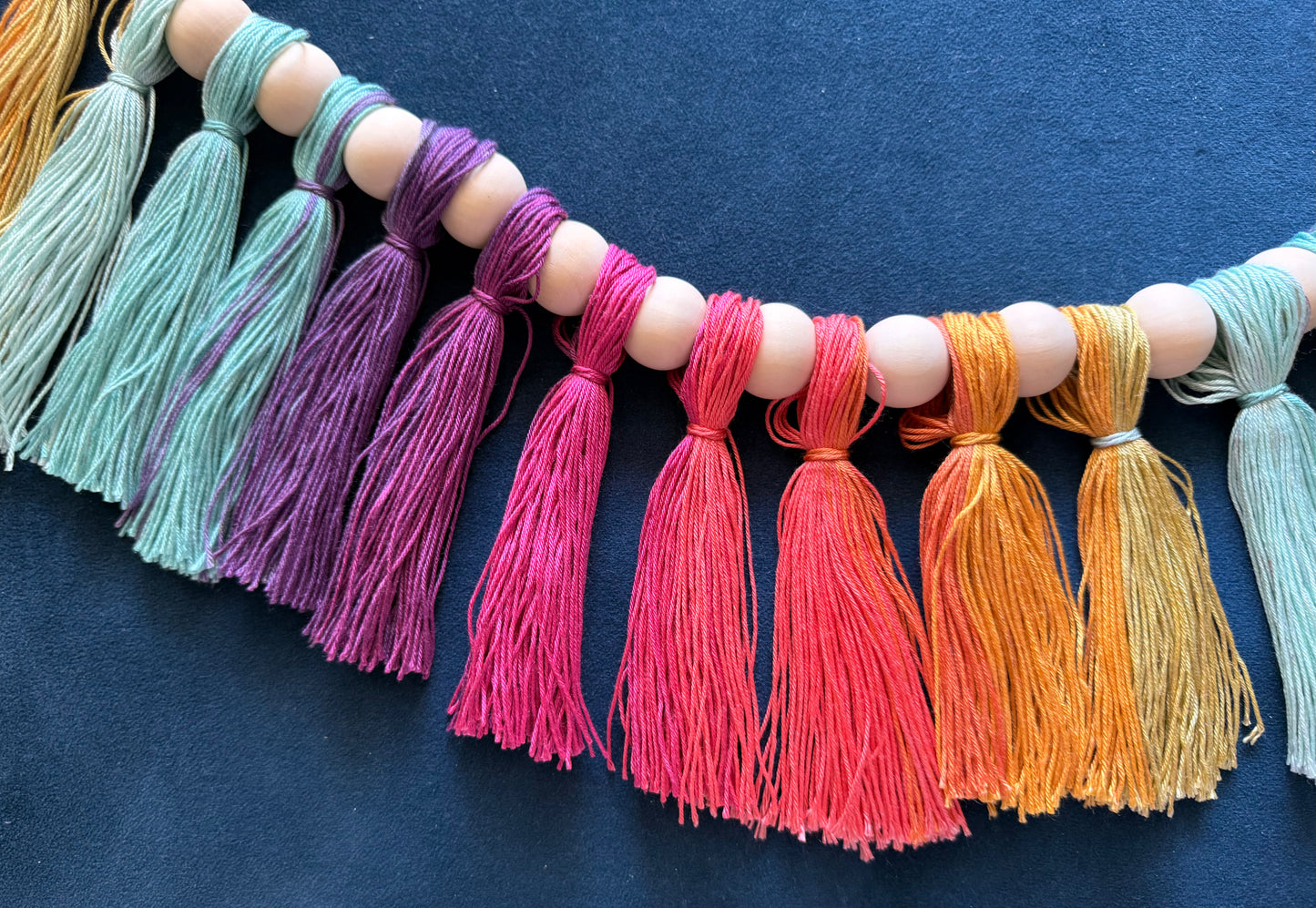 Jewel Tone Rainbow Tassel Garland