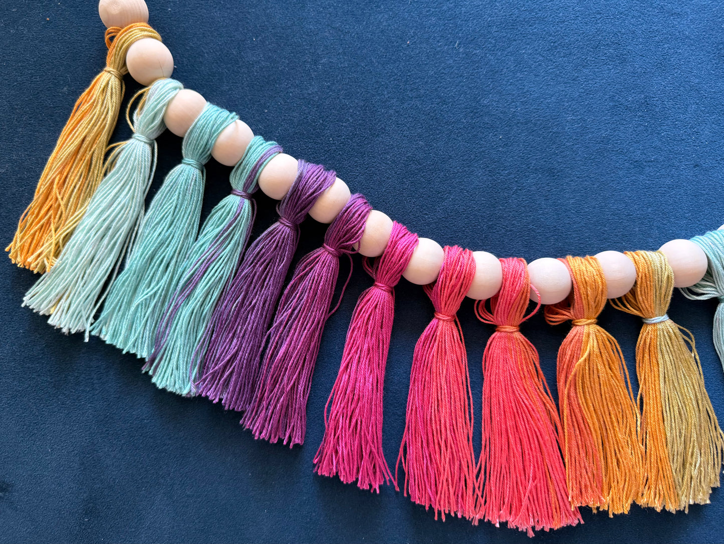 Jewel Tone Rainbow Tassel Garland