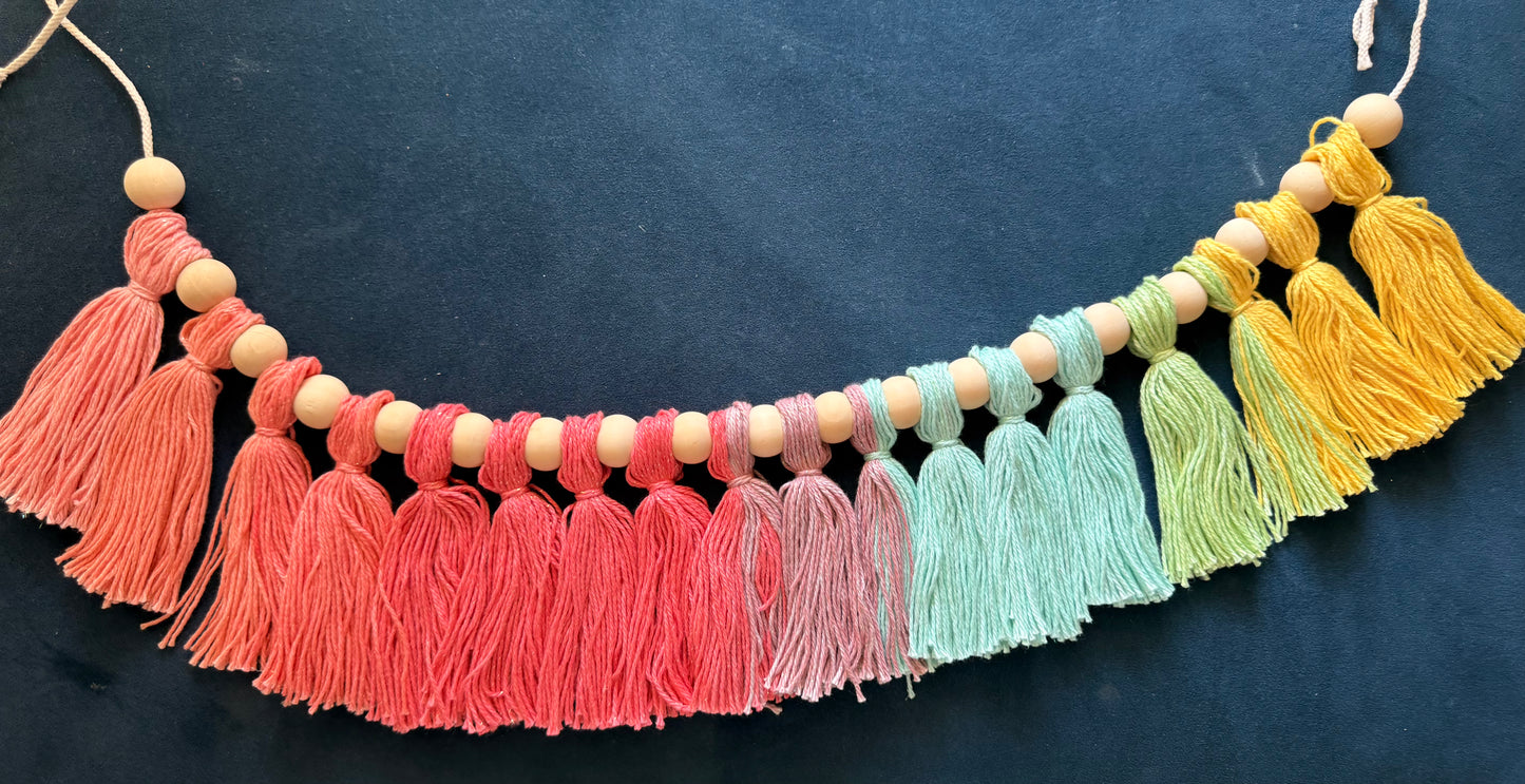 Bold Rainbow Tassel Garland