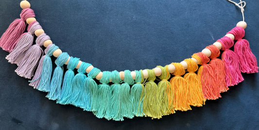 Vibrant Hues Rainbow Tassel Garland
