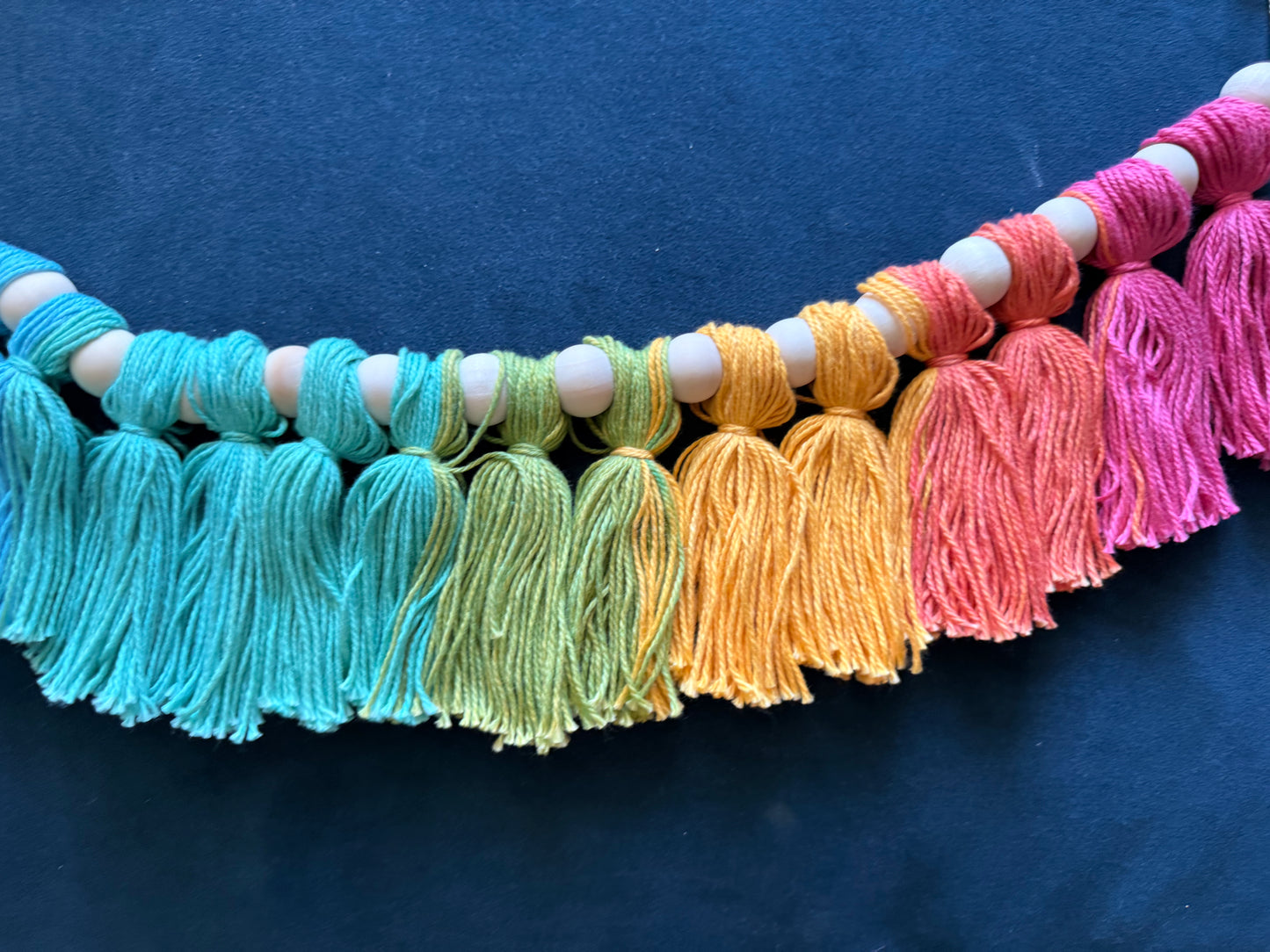 Vibrant Hues Rainbow Tassel Garland