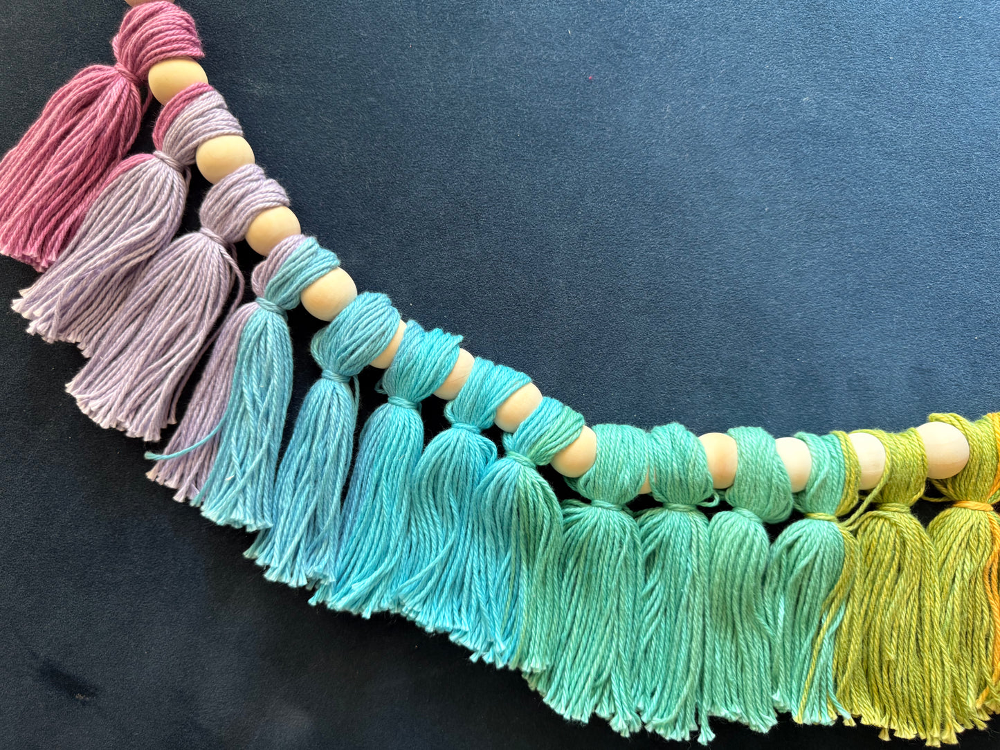 Vibrant Hues Rainbow Tassel Garland