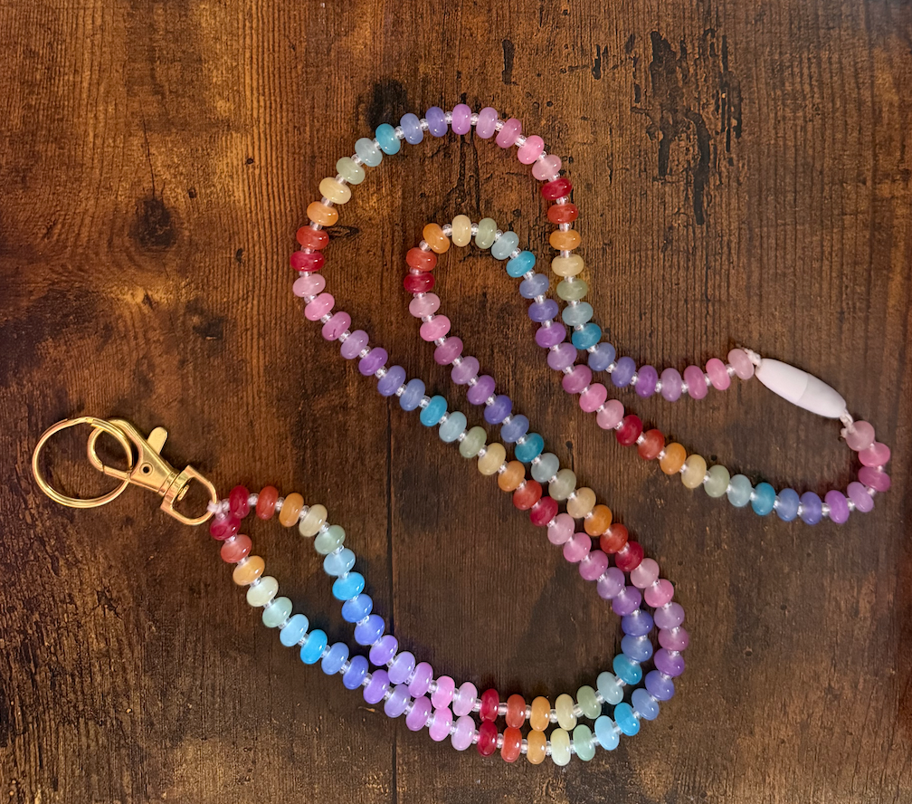 Rainbow Glass Bead Lanyard